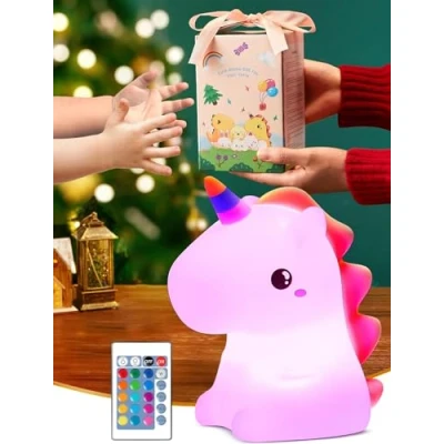Imagen de 【Embalaje de Regalos】Unicornios para Niñas Luz Nocturna Infantil,16 Color 5 Brillo Bebe Nocturna,Control Remoto Bebe,Kawaii Regalo Recien Nacido Niña 4 6 7 8 Años