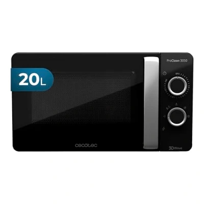 Imagen de Cecotec Microondas de 20 Litros ProClean 3050. 700 W Potencia, Revestimiento Ready2Clean, 6 Niveles Funcionamiento, Temporizador 30 min, Modo Descongelar, Color Negro y Plata