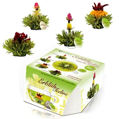 Imagen de Creano Variante de flor té en el exclusivo formato taza &quot;ErblühTeelini&quot; 8 flores 4 variedades diferentes (té verde) Verde
