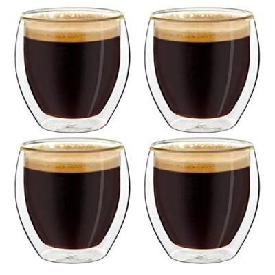 Imagen de Creano Conjunto de 4 Vasos Doble Pared Café Expreso, Térmicos con Efecto Flotación 100ml