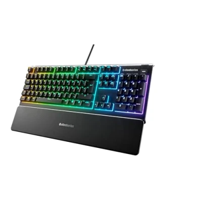 Imagen de SteelSeries Apex 3 Teclado RGB para gaming Iluminación de 10 zonas Resistencia al agua IP32 Reposamuñecas magnético superior QWERTZ Alemán
