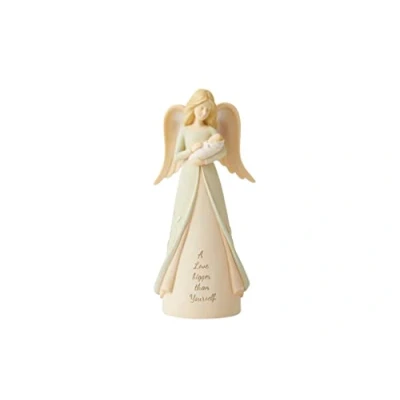 Imagen de Enesco Foundations Figura Decorativa de ángel con diseño sosteniendo bebé, 7.5 Pulgadas, Multicolor