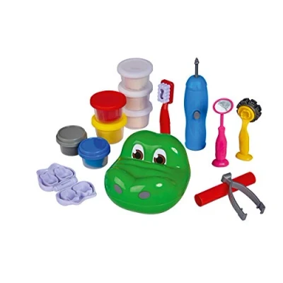 Imagen de Simba Knetset Krokodil Zahnarzt Art and Fun Juego de amasar con diseño cocodrilo Dentista, Multicolor (4006592039424)
