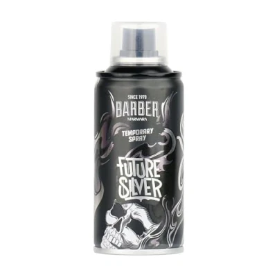Imagen de BARBER MARMARA laca de color para peluquería 150ml spray el cabello disfrazarse y maquillarse carnaval, Halloween fiestas temáticas tinte (Future Silver)