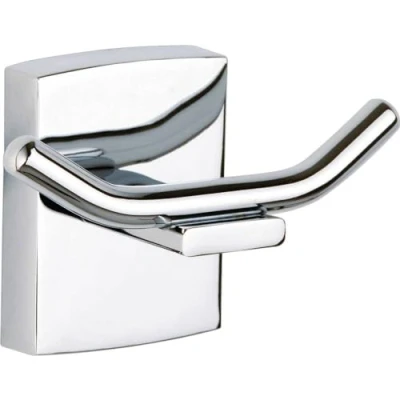 Imagen de tesa Klaam Perchas de baño para albornoces, metal cromado brillante, autoadhesivas, tecnología montaje adhesiva, 61 x 96 47 mm