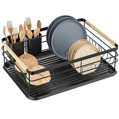 Imagen de Dreamhigh Escurridor de Platos, Platos para Fregadero con Bandejas Goteo Extraible,Soporte Cubiertos, Soporte Vaso, Apto Familia 3 5 Personas