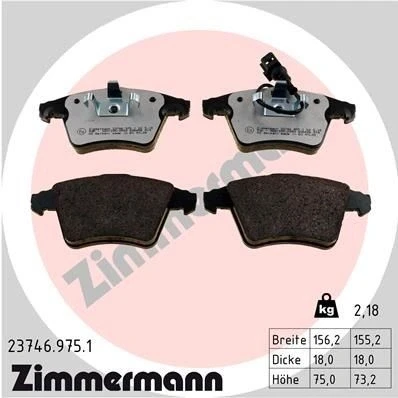 Imagen de ZIMMERMANN 23746.975.1 Juego de pastillas freno con contacto avisador desgaste Foto correspondiente a la entrega VOLKSWAGEN: Multivan 5 (7HM