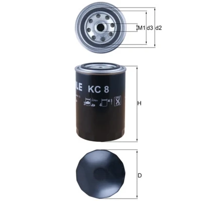 Imagen de MAHLE ORIGINAL KC 8 Filtro Combustible enroscable MAN: TGA, TGX, TGS, SCANIA: P,G,R,T series, L,P,G,R,S 4 VOLVO: FM