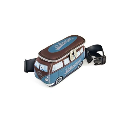 Imagen de BRISA VW Collection Volkswagen Riñonera y bolsa cruzada de neopreno para exteriores viajes T1 Camper Bus (Petrol/Marrón)