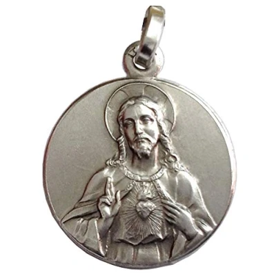 Imagen de I G J Medalla del Sagrado Corazón de Jesús Plata Maciza 925