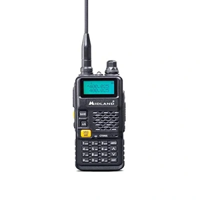 Imagen de Midland CT590 S Transceptor Radioaficionado VHF de Doble Banda 128 Canales Memorables Transceptor, Antena, Batería 1500mAh 7.4V, Cargador Sobremesa y Adaptador Pared, negro
