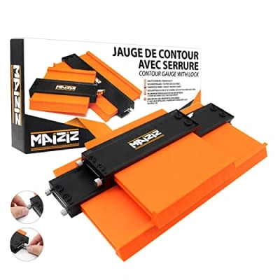 Imagen de Medidor de Contornos con Sistema Bloqueo Aluminio Ajustable (12cm +25 Cm) Transportador Formas Copiador Duplicador Angulos