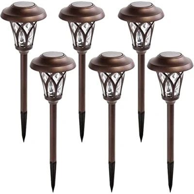 Imagen de GIGALUMI luces solares para jardín 6 piezas de luz solar LED camino exterior luminosa súper brillante