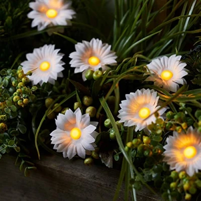 Imagen de Lights4fun Conjunto de 12 Estacas Solares Margaritas con LED Blancos Cálidos para Jardín