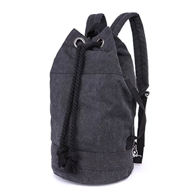 Imagen de LOSMILE Lona Bolsos Mochila Hombre Mujer Bandolera Bolsas de Cuerdas Viaje Gimnasia Mochilas Tipo Casual para Deportes y Aire Libre.(L Negro)