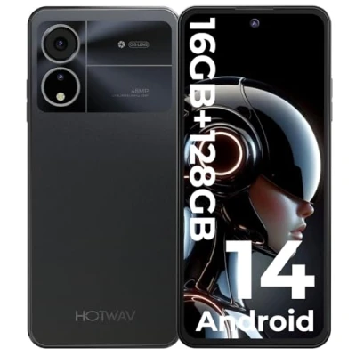 Imagen de HOTWAV Note 12 2024 Android 14 Teléfono Móvil, 16GB RAM+128GB ROM/1TB, Batería 5160mAh Moviles Libres 6,8 Pulgadas HD+,48MP+16MP Octa Core Smartphone Dual 4G SIM/Face ID/Fingerprint/OTG/GPS/BT5