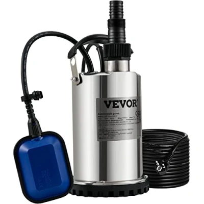 Imagen de VEVOR Bomba Sumergible de Aguas Residuales 550W 0,75HP Agua Flujo Máximo 158 L/min Sucia Elevación Máxima 7,5m para Bombear Piscinas, Sótanos, Estanques