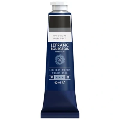 Imagen de Lefranc Bourgeois 301799 Pintura al óleo fina de calidad, resistente a la luz y consistencia uniforme, tubo 40 ml, ideal para lienzos tableros pintura, Negro marfil