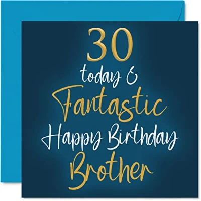 Imagen de Stuff4 Fantásticas tarjetas de 30 cumpleaños para hermano, hoy y fantásticas, tarjeta feliz hermano hermana, regalos felicitación