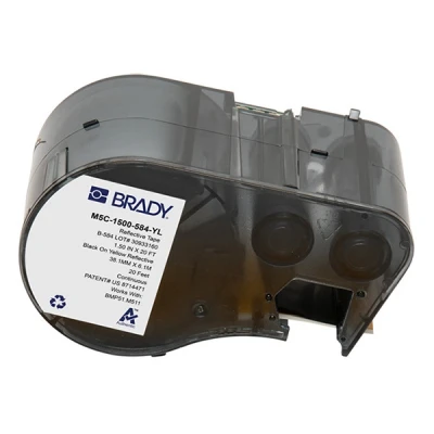 Imagen de BMP51 Brady M5C 1500 584 YL etiquetas de plástico negro sobre amarillo 38,1 mm x 6,1 m