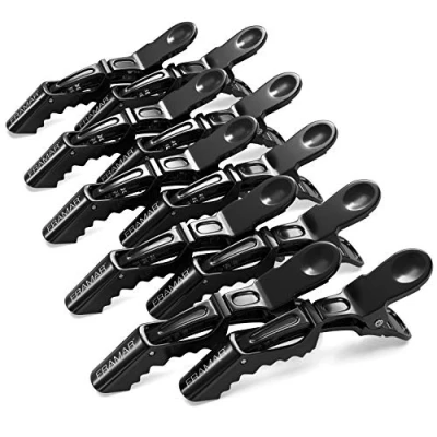 Imagen de FRAMAR Pinzas de Cocodrilo Negras para el Cabello Cabello, Peluquería, Mujeres, 10 Piezas