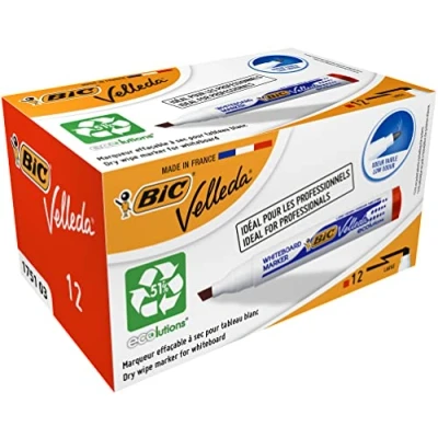 Imagen de BIC Velleda 1751 ECOlutions rotuladores de Pizarra punta media Rojo, Caja 12 unidades