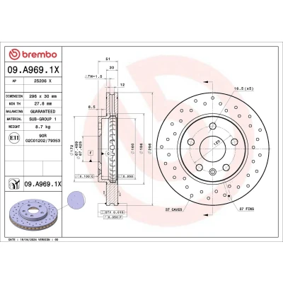 Imagen de BREMBO Disco de freno OPEL: INSIGNIA A Sedán, Hatchback, Sports Tourer, CHEVROLET: Malibu VIII, VAUXHALL: Mk1