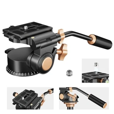 Imagen de Soonpho Q 08S Cabezal de Arrastre Fluido en Metal, Hidráulica Fluid Fotografía Panorámica con Mango Carga máx 10kg para Videocámaras Atornilladas 1/4&quot;