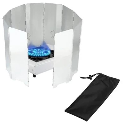 Imagen de Placas Parabrisas Plegables al Aire Libre,10 Libre Cocina Parabrisas,Placas Paravientos de Aluminio Portatil,para Acampar y Caminar,Accesorios Camping