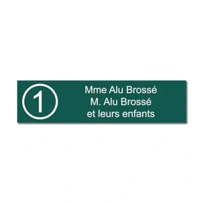 Imagen de Placa grabada para nombre y número buzón autoadhesivo, 10 x 2,5 cm, personalizada, 1 a 3 líneas, color verde oscuro