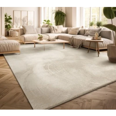 Imagen de TT Home Alfombra Salón Pelo Corto Monocolor Diseño Moderno Lavable Amarillo Dorado, Color: Crema, Tamaño:160x220 cm