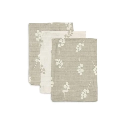 Imagen de Jollein 536 848 67041 Twig Manoplas de baño (3 Unidades, 15 x 20 cm), Color Verde Oliva/Blanco