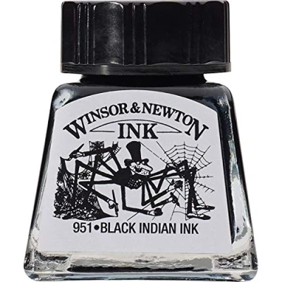 Imagen de Winsor &amp; Newton tinta para Dibujo Drawing Ink frasco de 14ml, china negra, indian ink, resistente al agua y la luz