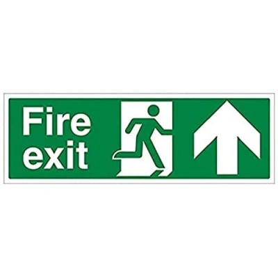 Imagen de vsafety 14001bj r signo &quot;Fire Exit y flecha hacia arriba, 1 mm plástico rígido, paisaje, 450 x 150 mm), color verde