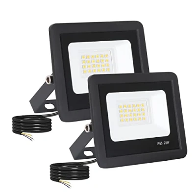 Imagen de Focos LED Exterior 2 Pcs, Foro Exteriores IP65 Impermeable Súper Brillante Negro 20w 2000lm al aire libre techo jardín patio puerta garaje (6500k luz fría)