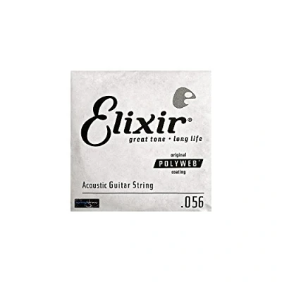 Imagen de Cuerda de guitarra acústica individual Elixir® Strings bronce en proporción 80/20 con recubrimiento POLYWEB® (.056)