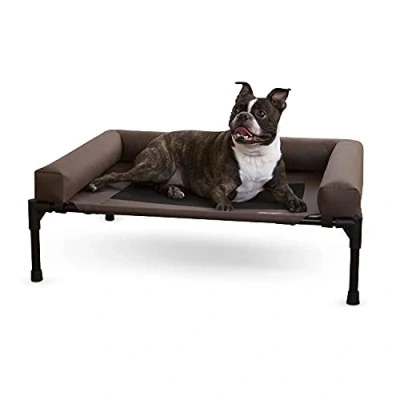 Imagen de K&amp;H Pet Products Cama elevada para Perros con Refuerzos extraíbles, Cubierta de Malla Lavable, medianos, Color Chocolate, tamaño Mediano, 25 x 32 Pulgadas
