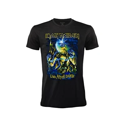 Imagen de Camiseta Iron Maiden Live After Death. Rock Oficial Negra. Banda Heavy Metal. Algodón. Unisex. Adulto Niño. (XL), Negro