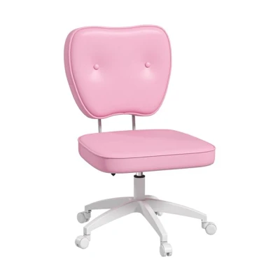 Imagen de Vinsetto Silla de Escritorio Tapizada en PU Oficina Giratoria con Altura Ajustable Sin Brazos Carga 120 kg para Estudio Dormitorio 46x59x82 92 cm Rosa