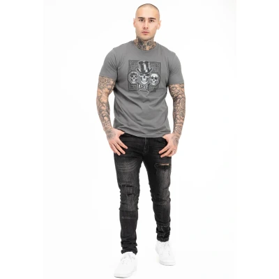 Imagen de Tapout Normale Passform Skull Camiseta estampada, Hombre, Talla: 3XL, Grey black