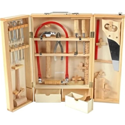 Imagen de Les Zamibois 098927 Wooden Tool Cabinet Real Tools Brown 40 cm Wood for Ages 8 and Up,