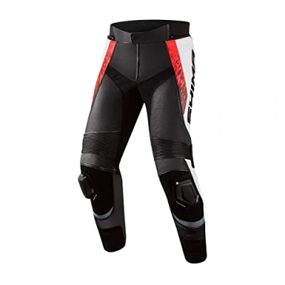 Imagen de Shima STR 2.0 Motorcycle Pants Cuero, Pantalones Deportivos con Protectores de Caderas y Rodillas, Deslizadores Rodilla, Cuero Perforada, para Traje 2 Piezas (Rojo Flúo, 52)