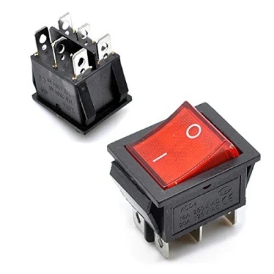 Imagen de Oiyagai 10 Piezas de Interruptor Basculante Barco KCD4 6 Pines con Luz Roja, AC 250V 10A 125V 16A, 2 Posiciones, para Coche y Motocicleta