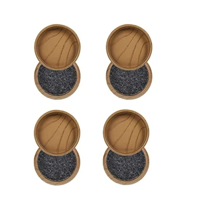Imagen de Tazas de fieltro para piso/ruedas Protege tu suelo laminado madera, azulejos y lino arañazos (8 x madera oscura pequeña 44 mm)