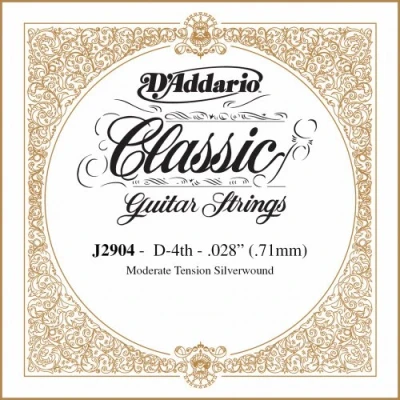 Imagen de D&#039;Addario J2904 Classics, cuerda individual rectificada para guitarra clásica, tensión moderada, cuarta