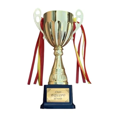 Imagen de Durabol Premio Copa de Trofeos con Pegatina para Regalos al Mejor del Mundo Una Variedad Opciones Texto, Familiares y Amigos. (Equipo)