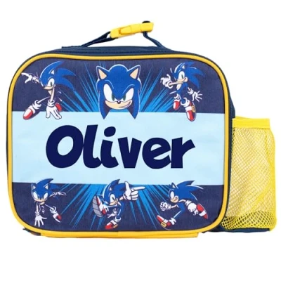 Imagen de SONIC THE HEDGEHOG lonchera personalizada para niños, bolsa de almuerzo escolar aislada térmica color azul