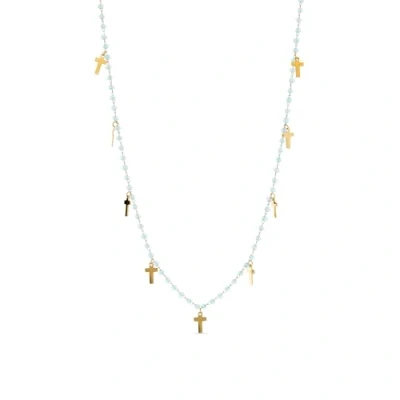 Imagen de LUXENTER Collar de Cristal Azul acabado en oro amarillo 18k Dersu