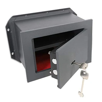 Imagen de Navaris Caja fuerte empotrada con doble llave de seguridad acero macizo blindada para pared hormigón