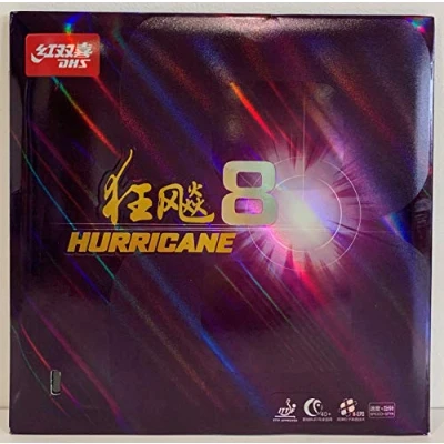 Imagen de DHS Hurricane 8 Goma de Tenis Mesa (2,15 mm), Color Negro